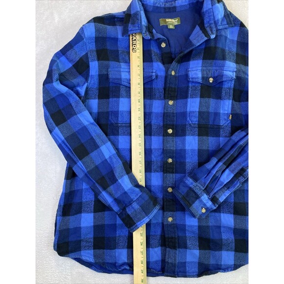 Gander Mountain Heavyweight Flannel Shirt Men's XLT Blue Plaid Cotton Shacket - Picture 3 of 9